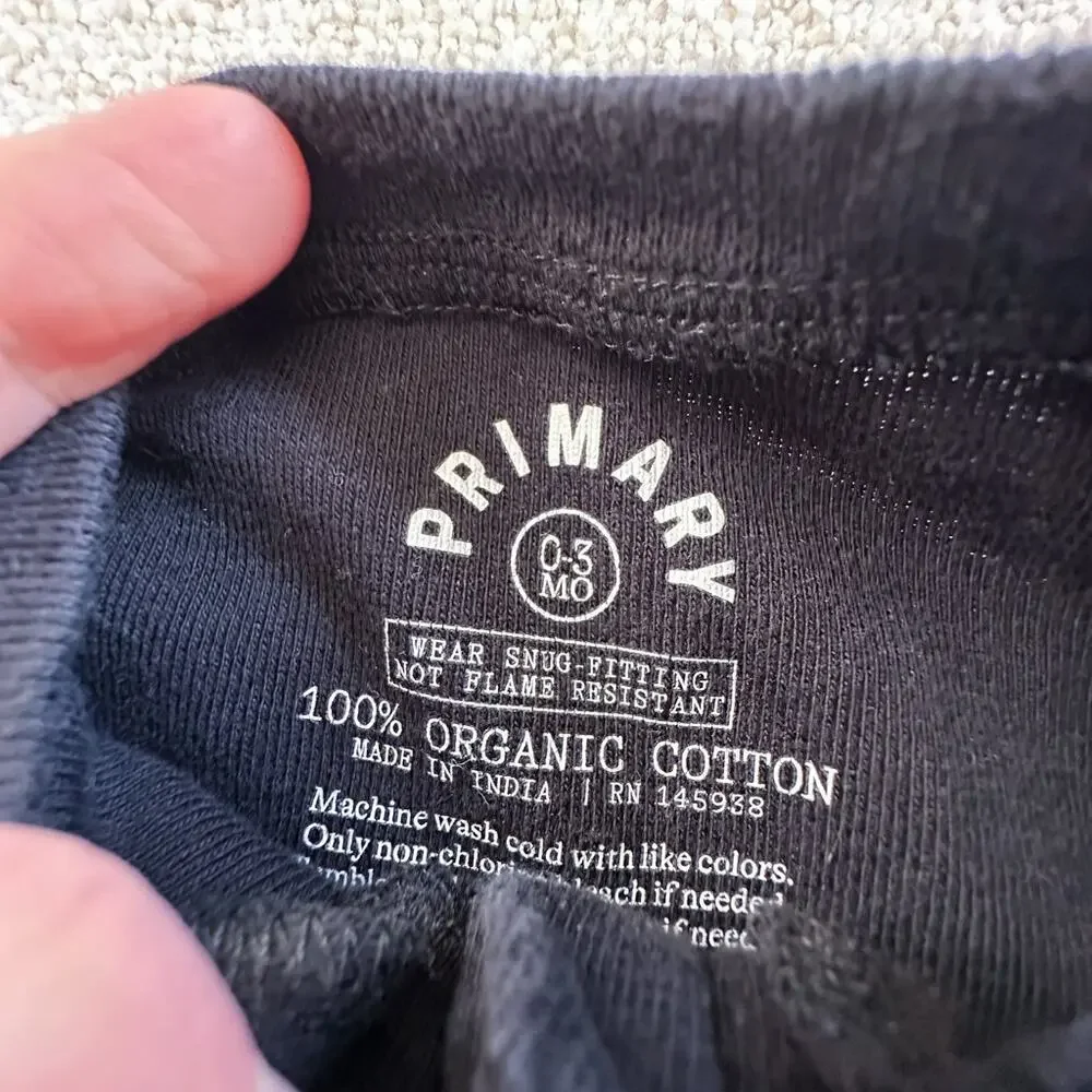 Primary Black Organic Cotton Footie Sleeper EUC 0-3mo